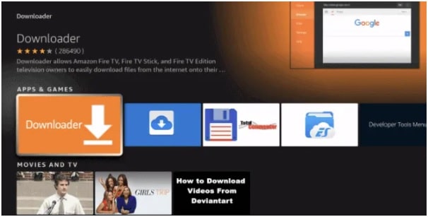 click on download to install downloader on Firestick