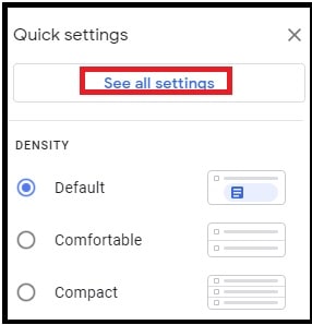 gmail settings section