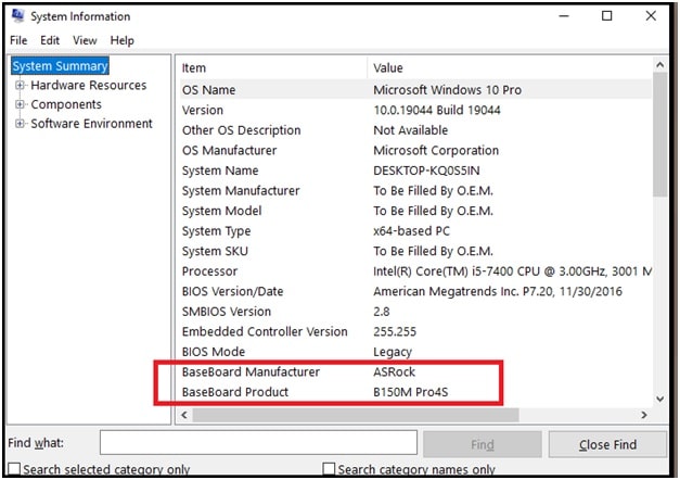 Check Motherboard Model With Windows System Information
