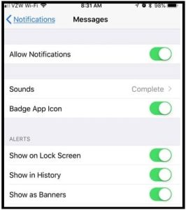 customize hide alerts notification on iphone
