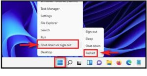 Reboot W11 From The right Click Start Menu