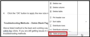 hide table delete pages google Docs