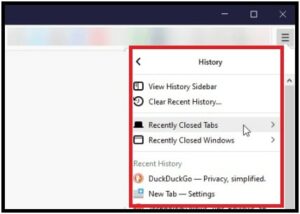 recently closed tabs firefox